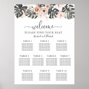 Tableau de sièges de Mariages floraux tropicaux Bo