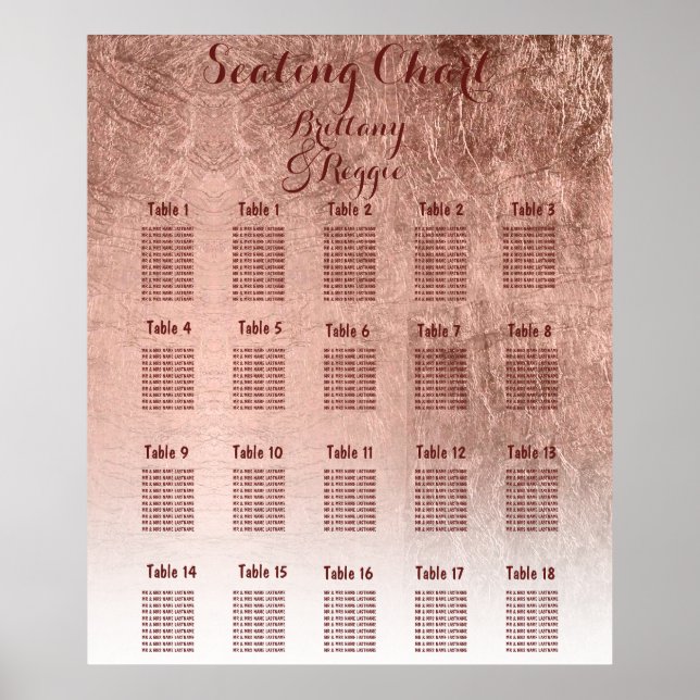 Tableau de sièges en feuille d'or rose de luxe 18 (Devant)