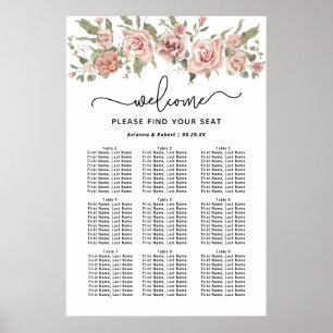 Tableau de sièges Mariage à 9 tables Rose Dusty
