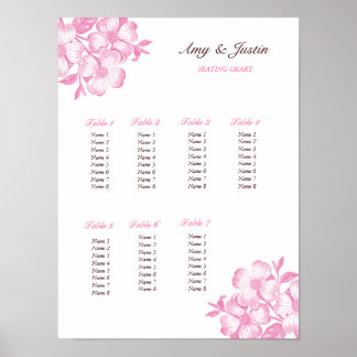 Tableau de sièges Mariage à fleurs de bois de chie