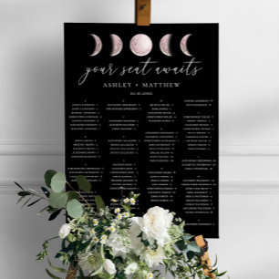 Tableau de sièges Mariage alphabétique noir   Lune
