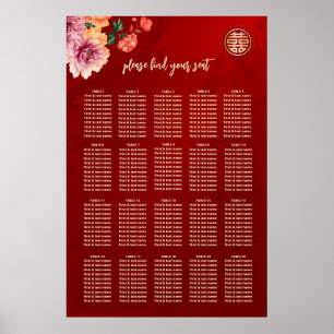 Tableau de sièges Mariage chinois Peony