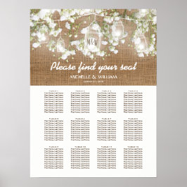 Tableau de sièges Mariage de Burlap Rustique pour 