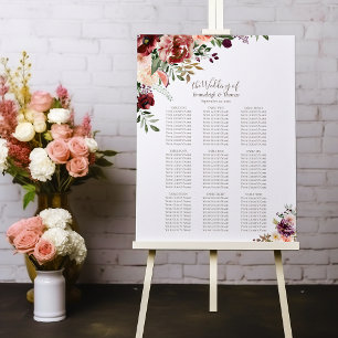 Tableau de sièges mariage élégant automne floral