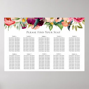 Tableau de sièges Mariage en fleurs de Bohême