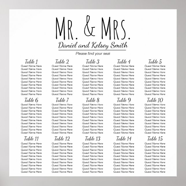 Tableau de sièges Mariage facile - Plus de tables  (Devant)
