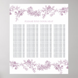 Tableau de sièges Mariage rose et épais vintage