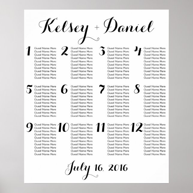 Tableau de sièges Mariage simple | Poster (Devant)