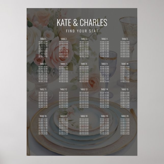 Tableau de sièges Mariage unique personnalisé styl (Devant)