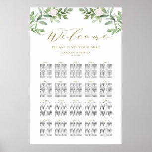 Tableau de sièges Mariage vert et blanc