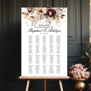 Tableau de sièges mariages 20 tables, pivoines bor