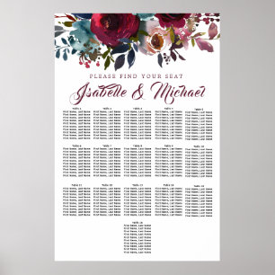 Tableau de sièges Mariages à 16 tables de fleurs r