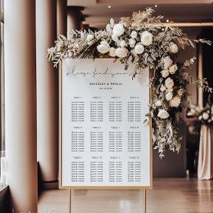 Tableau de sièges minimaliste manuscrit pour maria