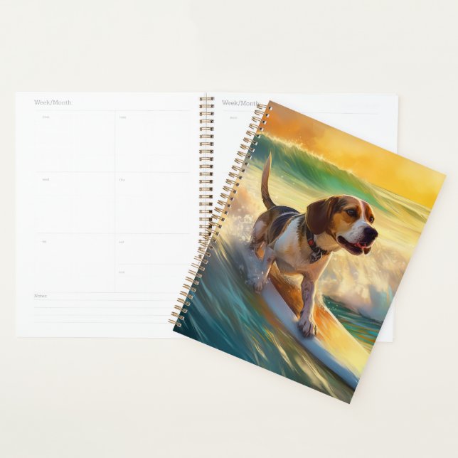 Tableau de surf de plage beagle (Devant avec enveloppe)