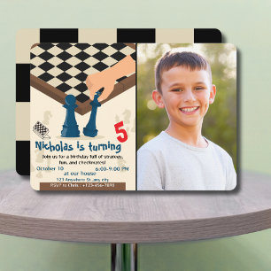 Tableau des échecs Anniversaire Invitation Photo J