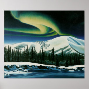 Tableau des lumières du Nord Affiche du paysage du