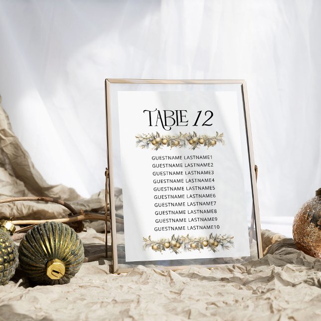 Tableau des numéros de table du Mariage de Noël Ho (Table Number Seating Chart from the Holly Bells Wedding Collection by Darling and May)