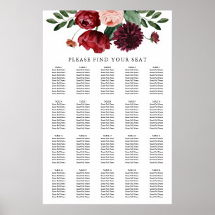 Tableau des places des Mariages floraux de Bourgog