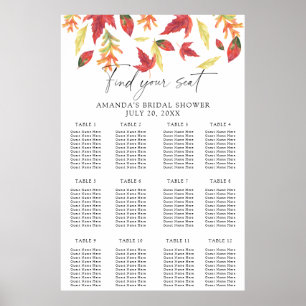 Tableau des sièges de la douche nuptiale feuille e
