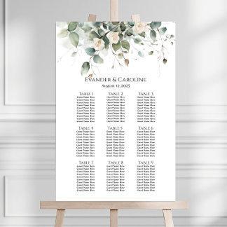 Tableau des sièges mariages rose et verdure 9 tabl