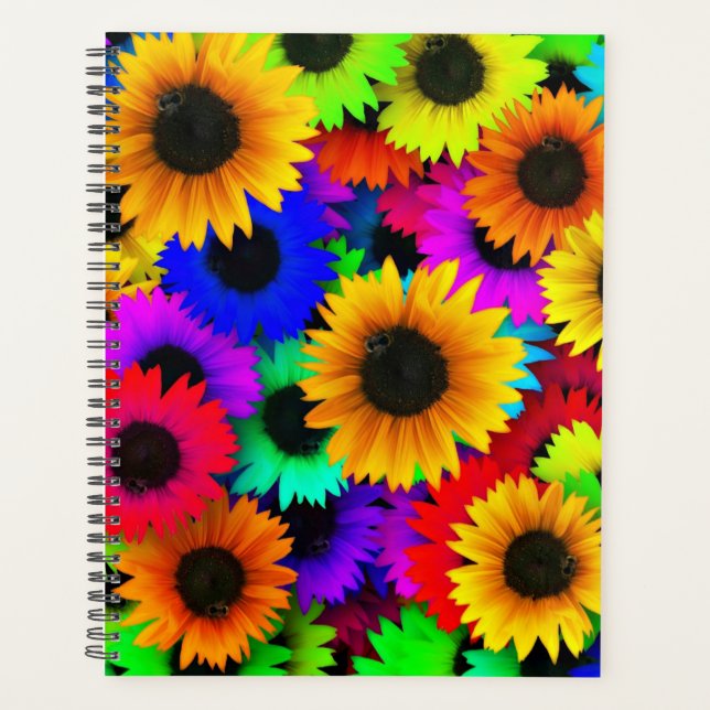 Tableau joyeux de tournesols colorés (Devant)