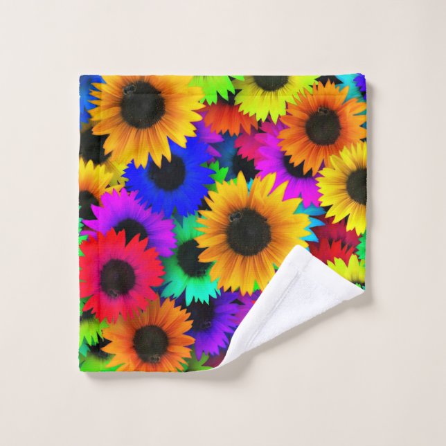 Tableau joyeux de tournesols colorés (Gant de toilette)