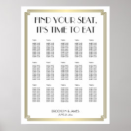 Tableau Mariage Art Déco Blanc Et Or