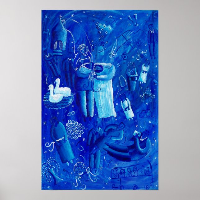 Tableau Mariage bleu Art contemporain Imprimer (Devant)