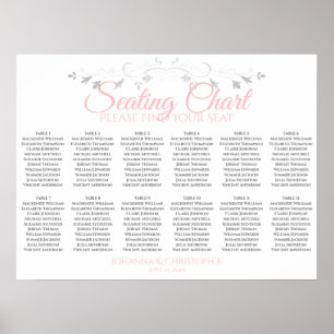 Tableau Mariage de table 12 rose et gris