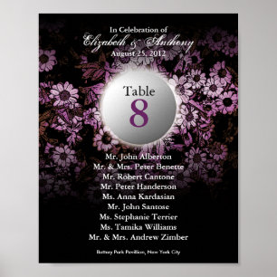 Tableau mariage Tableau de sièges Imprimer Rose Fl