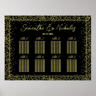 Tableau minimal de sièges Mariage noir et or