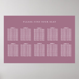 Tableau minimaliste de sièges Mariages en mauve so