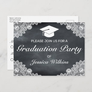 Tableau noir et blanc dentelle Invitation RSVP
