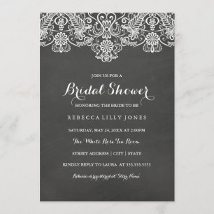 Tableau noir et dentelle blanche Invitation de f