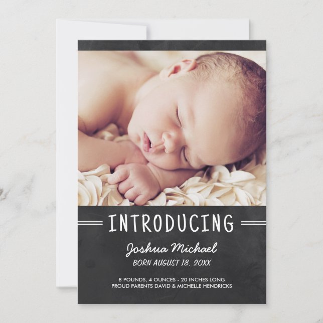 Tableau noir - Faire-part de naissance 1 photo (Devant)