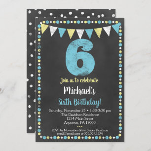Tableau noir jaune 6e Invitation anniversaire