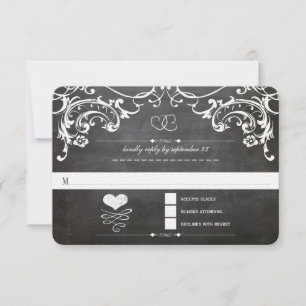 Tableau noir Met Initiales coeur Typographie RSVP