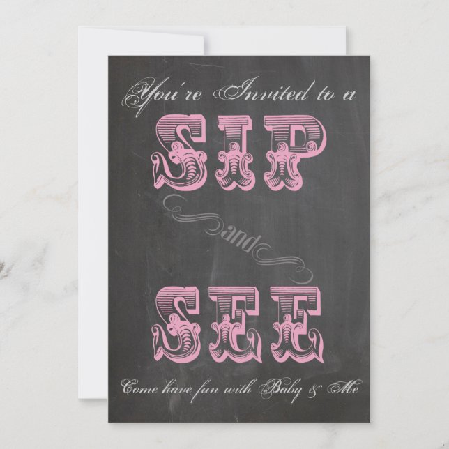 Tableau noir Sip et voir Invitation Baby shower ro (Devant)