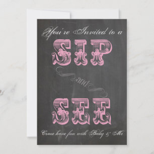 Tableau noir Sip et voir Invitation Baby shower ro