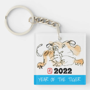 Tableau original 4 Tigre chinois Année Anniversair