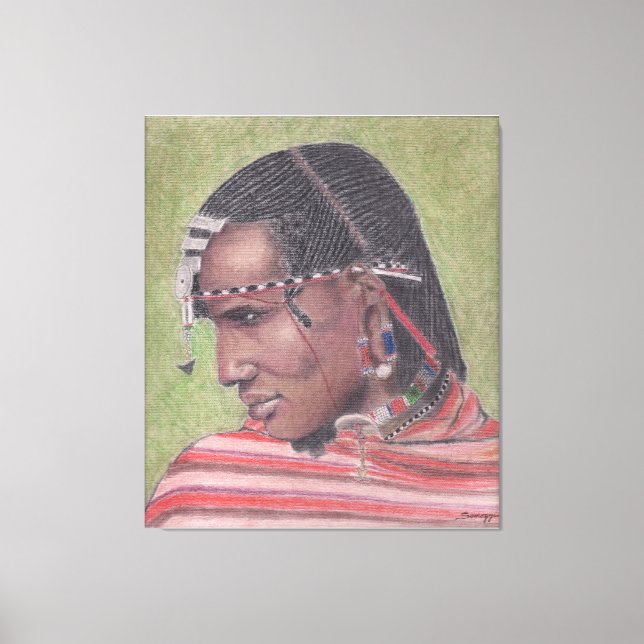 Tableau original sur toile Africain Massai Guerrie (Recto)
