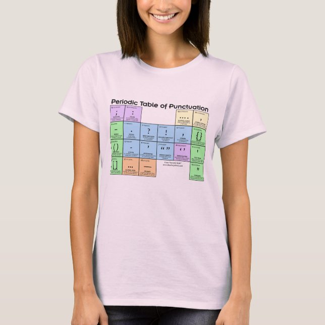 Tableau périodique de ponctuation T-shirt féminin (Devant)
