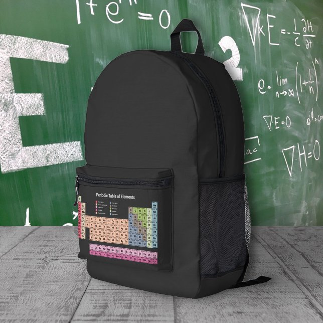 Tableau périodique des éléments Sac à dos noir (Periodic Table of Elements Black Backpack)