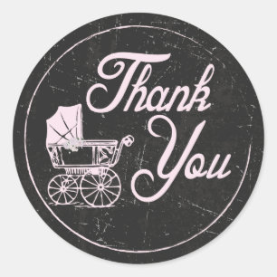 Tableau rose, Stickers Merci Baby shower