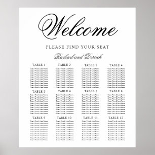 Tableau simple et élégant pour 12 tables