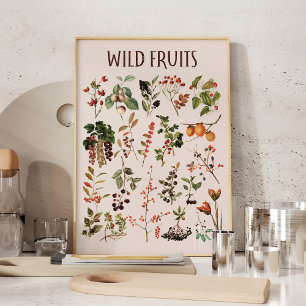 Tableau vintage de fruits sauvages Art mural