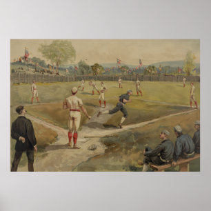 Tableau vintage d'un match de baseball (1887)
