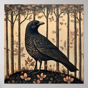 Tableau Whimsical d'oiseaux de corbeau