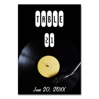 TableCard: Vinyl Record auf Turntable. Retro-Thema Tischnummer