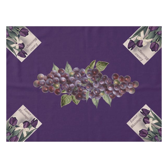 Tablecloth 52x70 Ostersegmente Trauben und Tulip Tischdecke (Vorderseite (Horizontal))